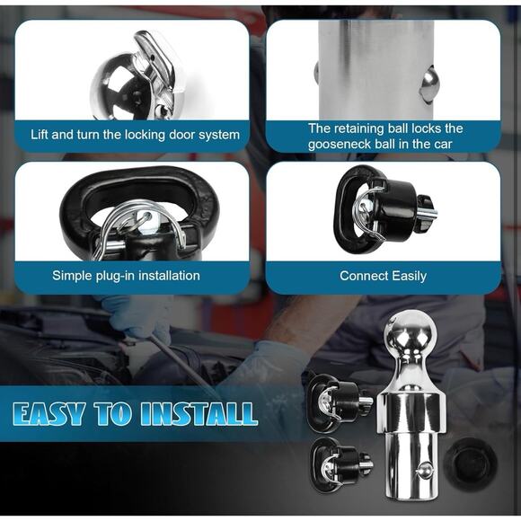60638 Gooseneck Hitch Kit 2-5/16” Ball & Chains for Ram 2500/3500 13–23 - Picture 6 of 7